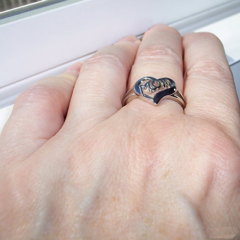 925 STERLING SILVER Mom Mother's Day Heart Ring - Picture 4 of 16